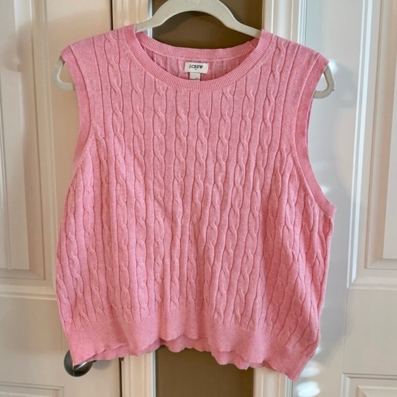 J. Crew Pink Cable-Knit Cotton Cardigan and Tank Twin Set - Picture 7 of 14